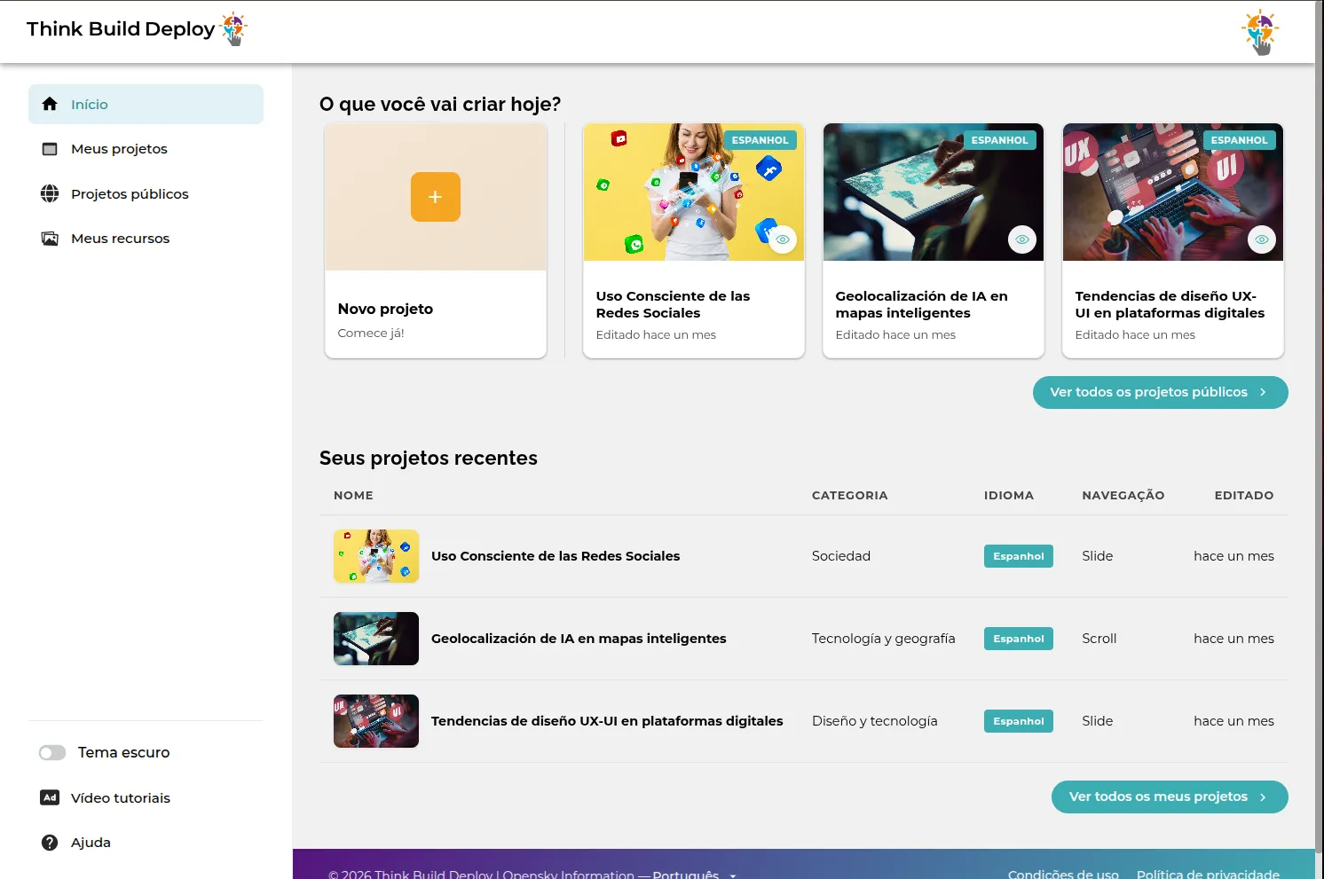 Escolha como começar