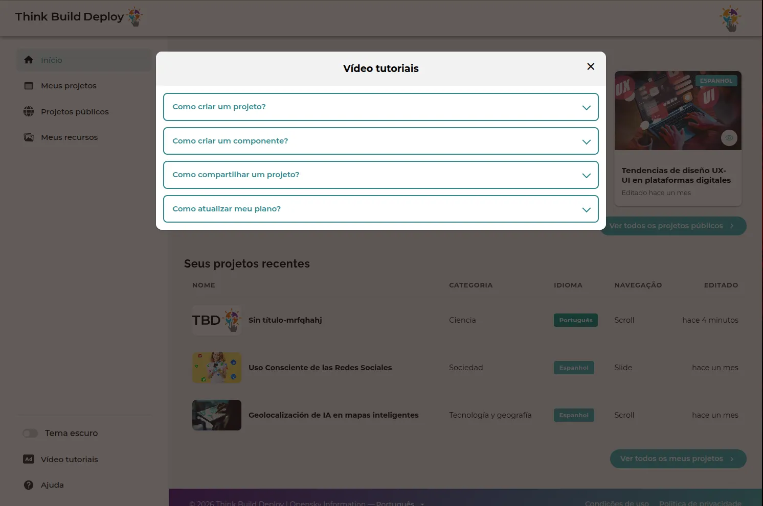 Aprenda com videotutoriais
