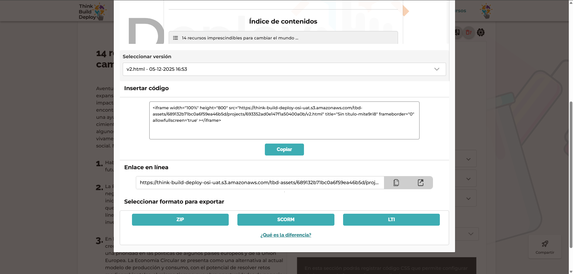 Exportado en formato SCORM